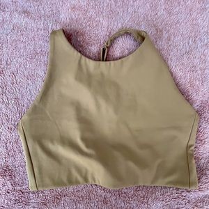 Tan Girlfriend Collective Topanga Halter Bra